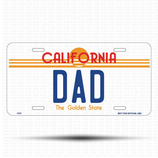 DAD Flat Aluminum License Plate | 6" x 12" | State Plate Front View Name Plate California Goldend State
