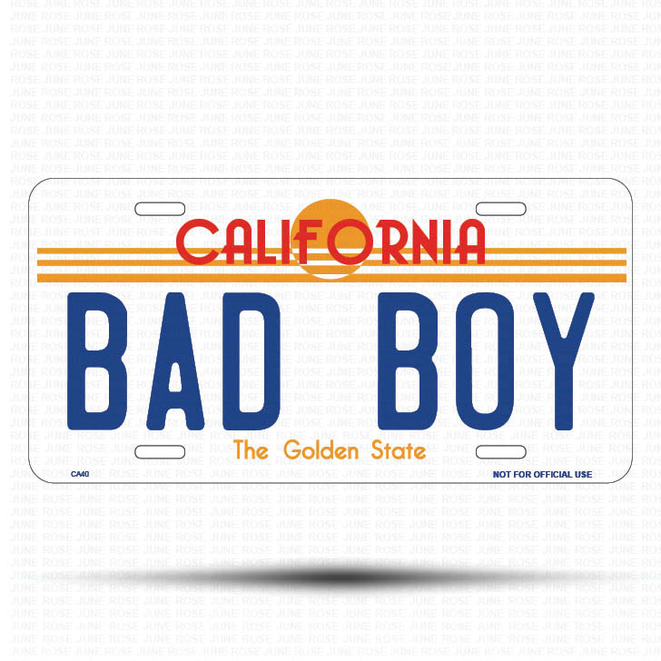 BAD BOY Flat Aluminum License Plate | 6" x 12" | State Plate Front View Name Plate California Goldend State